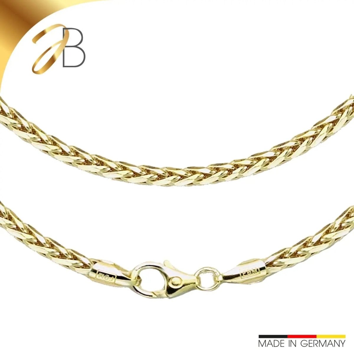JB Edle Goldkette Zopfkette hohl 585 - 14 K Gold 2,7 mm 45 cm