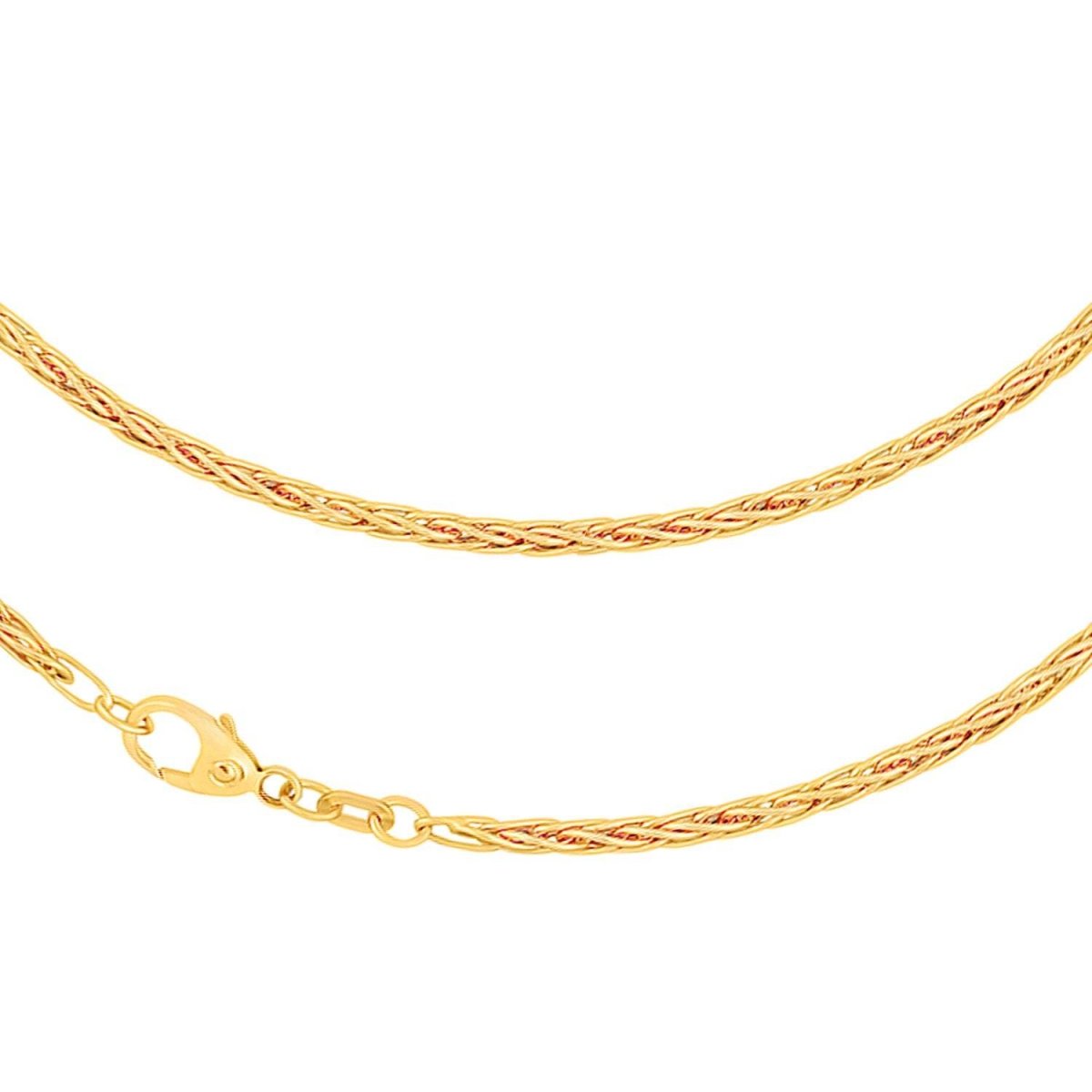 JB Edle Goldkette Zopfkette Hohl 585 14K Gold 2,1 mm