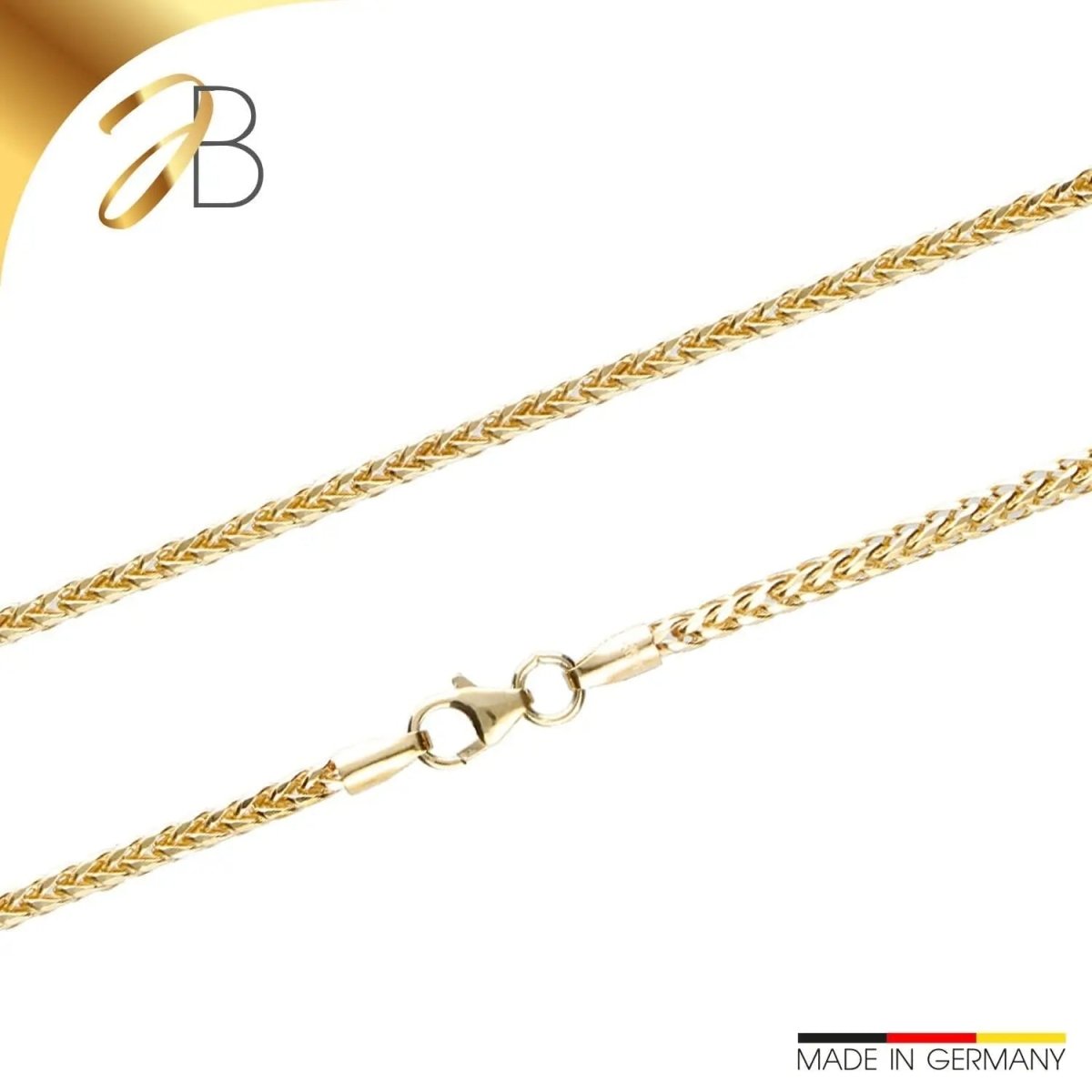 JB Edle Goldkette Zopfkette rund 585 - 14 K Gold 2,0 mm 45 cm