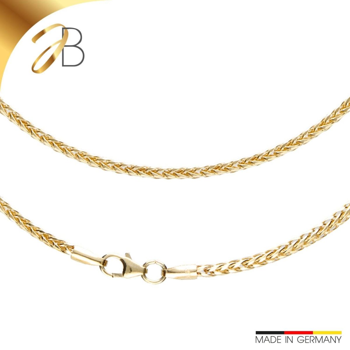 JB Edle Goldkette Zopfkette Rund 585 14K Gold 2 mm 45 cm