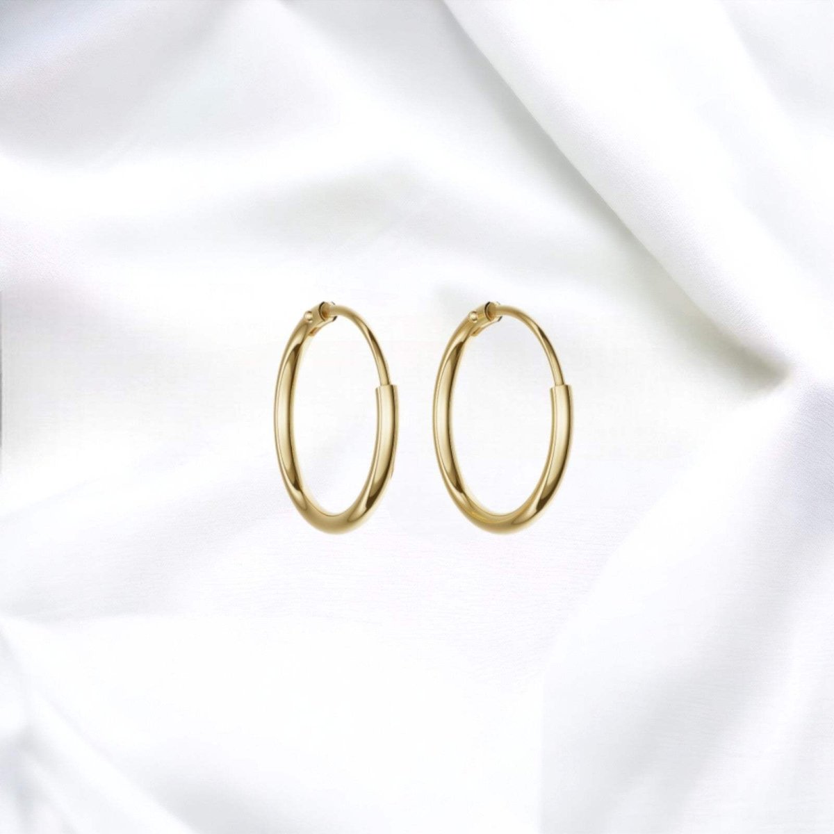 JB Edle Ohrschmuck Creole 375 9 Kt Gold 1,3 mm Damen Ohrring