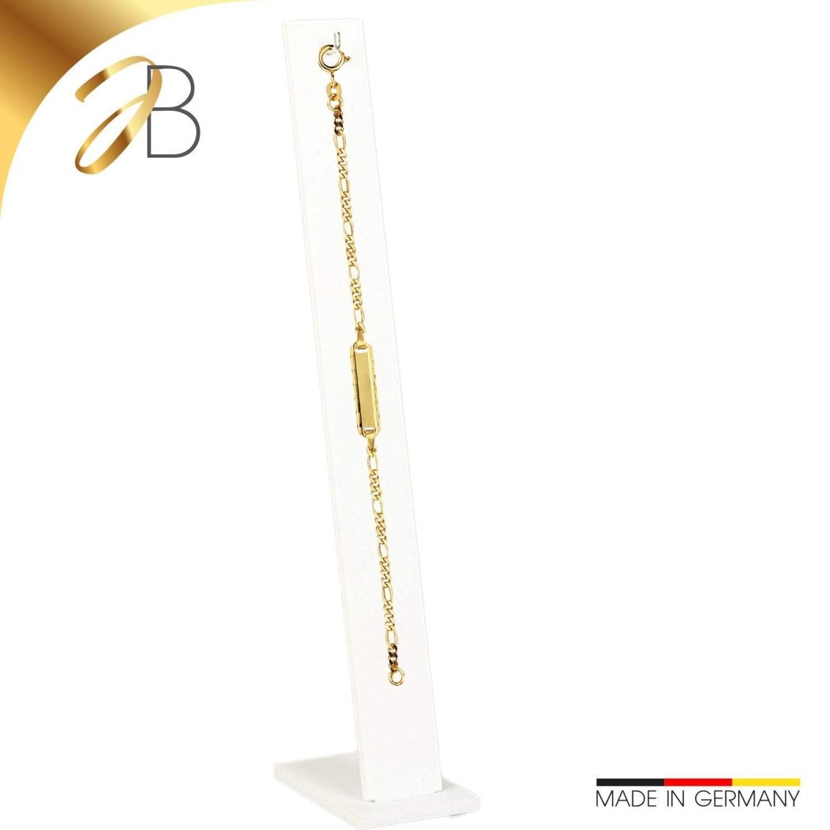 JB Edles Damen ID Goldarmband Figaro Diamantiert 2,1 mm 333 Gold