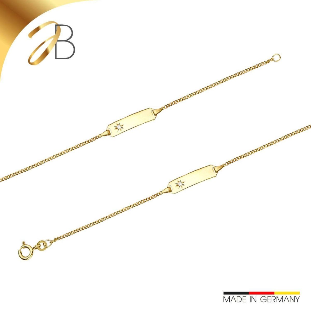 JB Edles Damen ID Goldarmband Panzer 1,4 mm 333 8K Gold