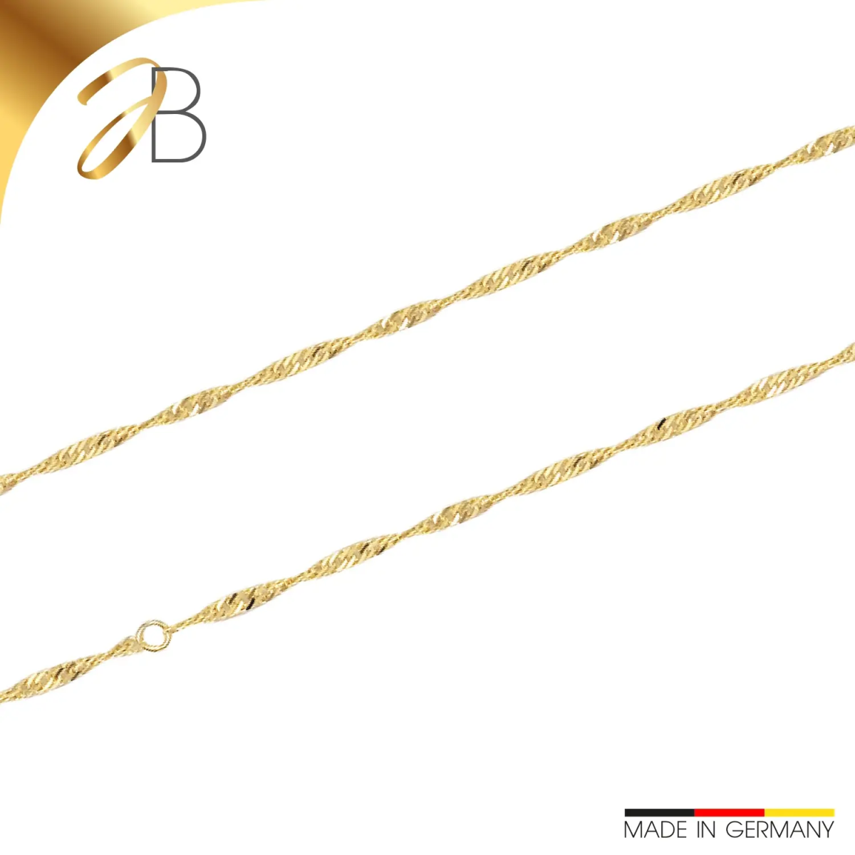 JB Fusskette Singapurkette 333 Gelbgold 8 Kt 2,4 mm 25 cm