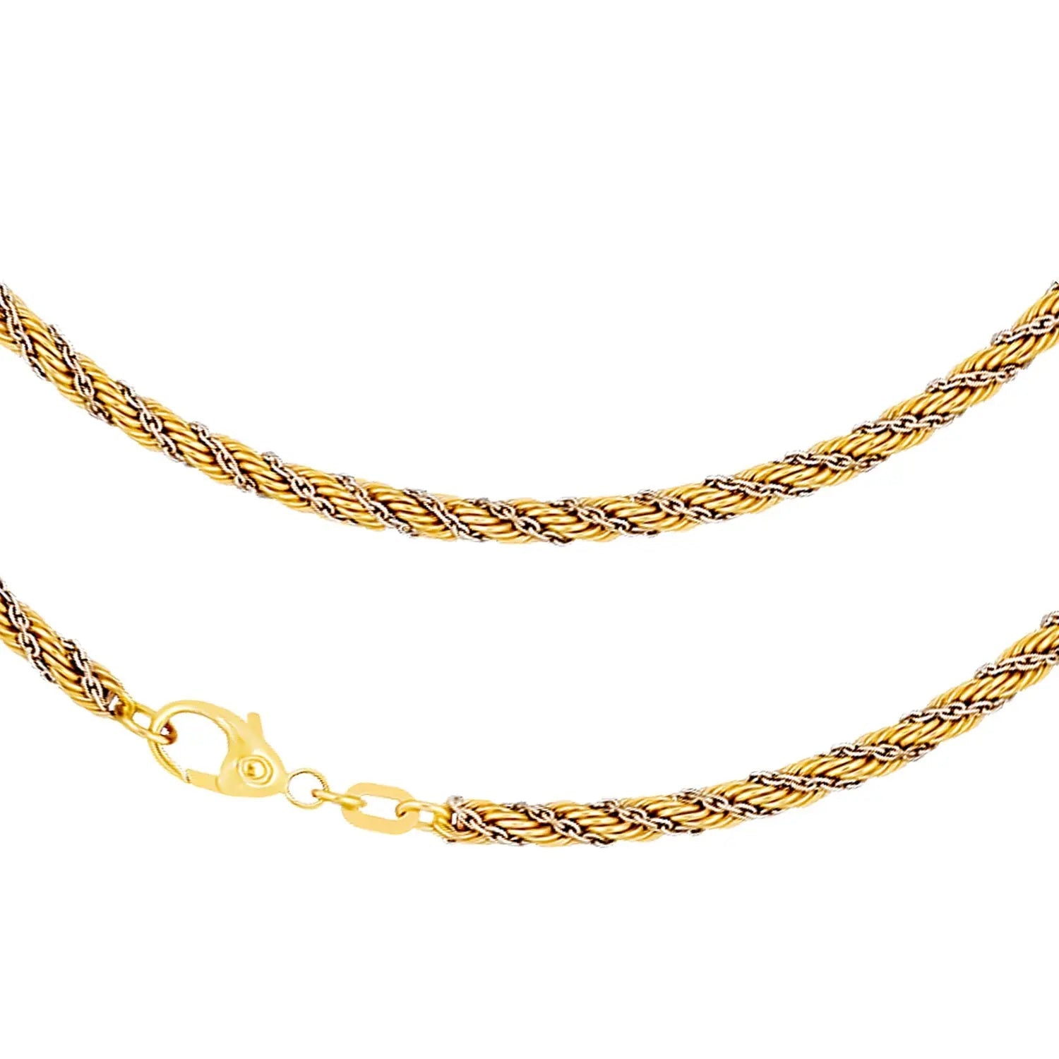 JB Herren Collier Kordel hohl 3,3 mm Bicolor 585 14 Kt 42 cm