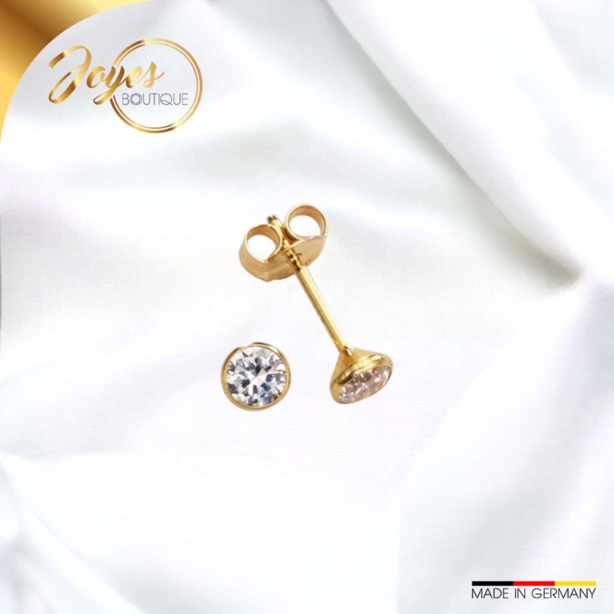 JB Ohrstecker Mit Zirkonia 333 Gelbgold 8 Kt 8 Mm 0,3 Gramm