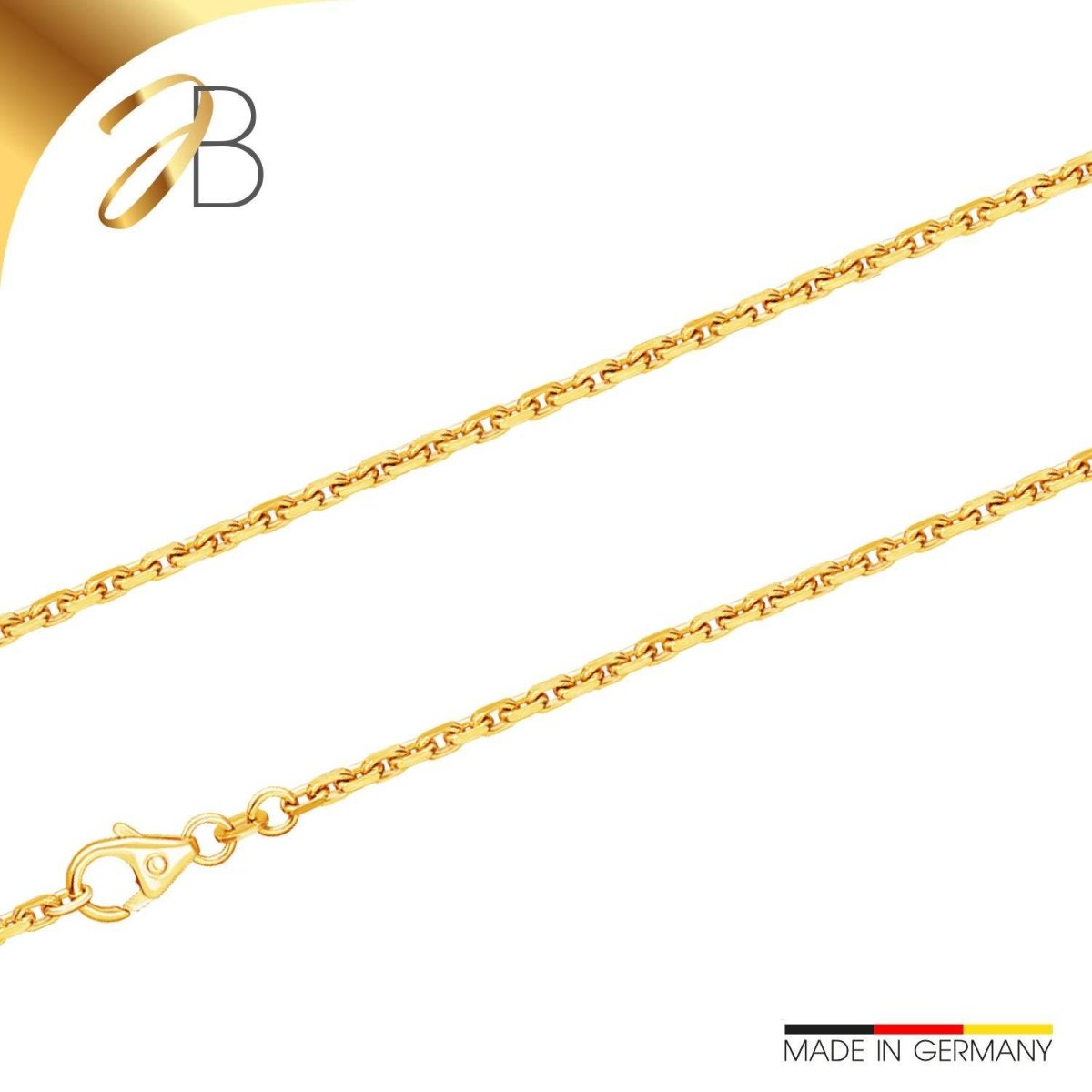 JB Unisex Goldarmband Anker Diamantiert 2 mm 585 14 Kt