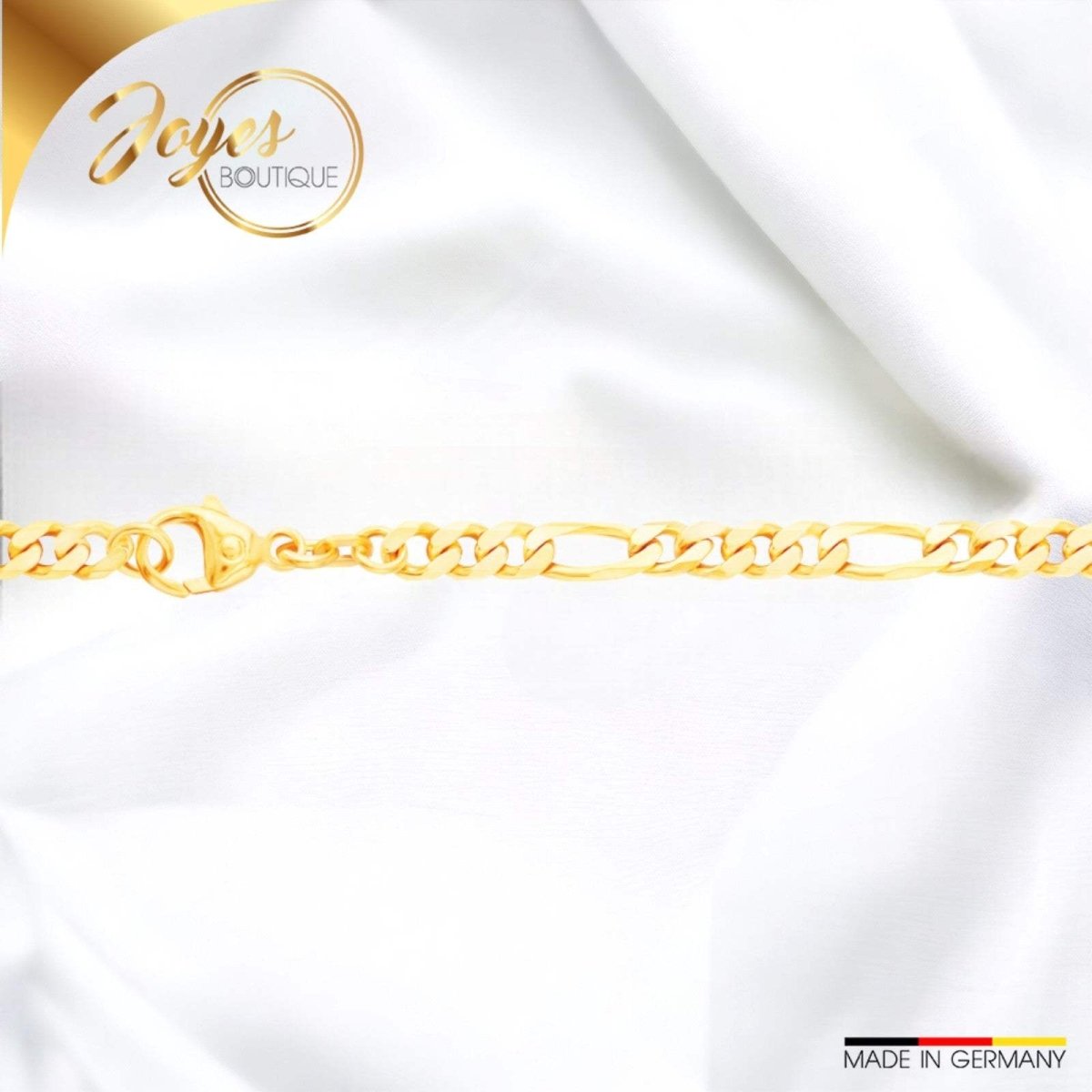 JB Unisex Goldarmband Figaro Diamantiert 4,3 mm 333 8 Karat