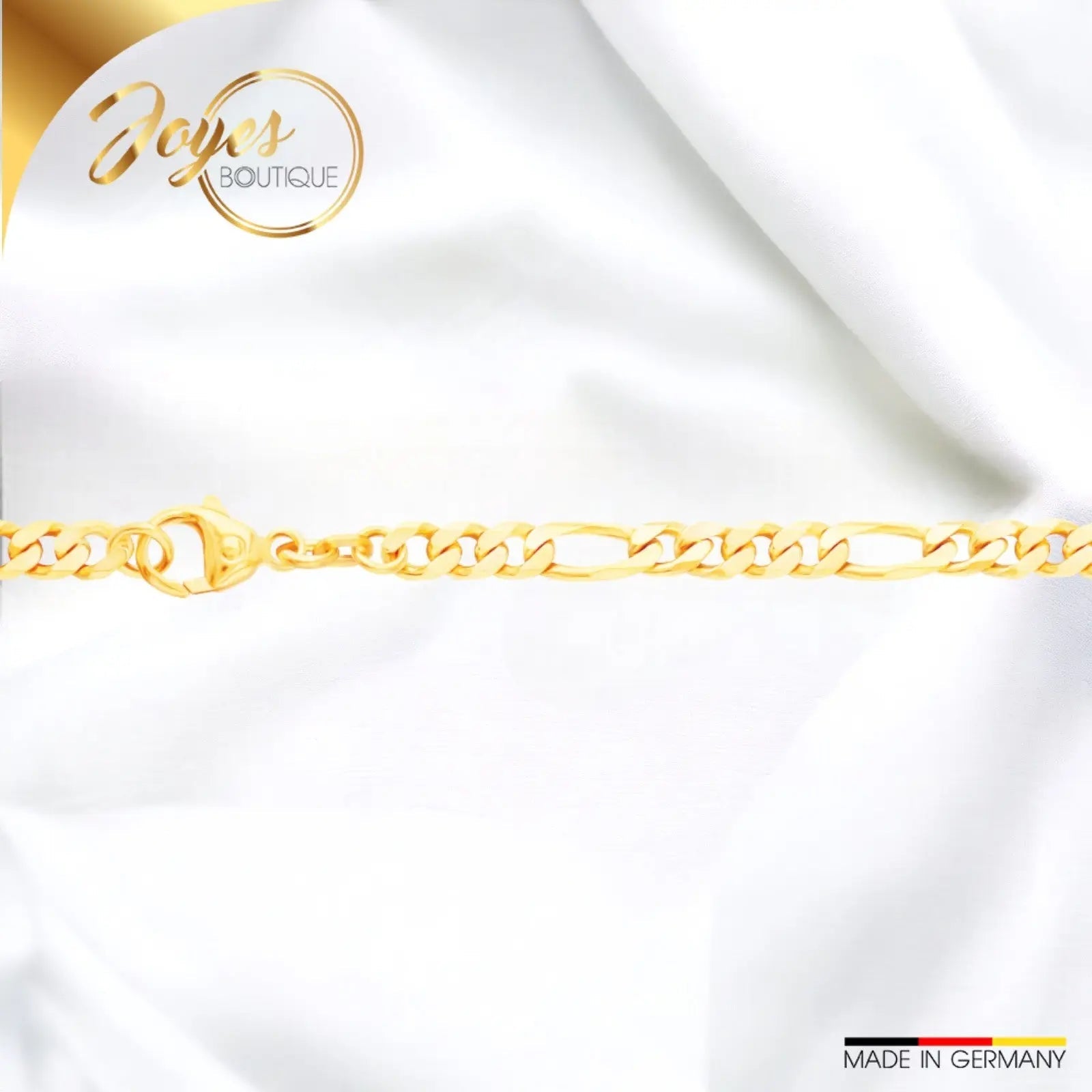 JB Unisex Goldarmband Figaro diamantiert 4,3 mm 333 - 8 Kt 18,7 cm