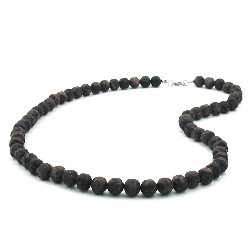 Kette 10mm Kunststoffperlen Barockperlen braun - schwarz - marmoriert 60cm