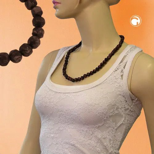 Kette 10mm Kunststoffperlen Barockperlen braun - schwarz - marmoriert 60cm