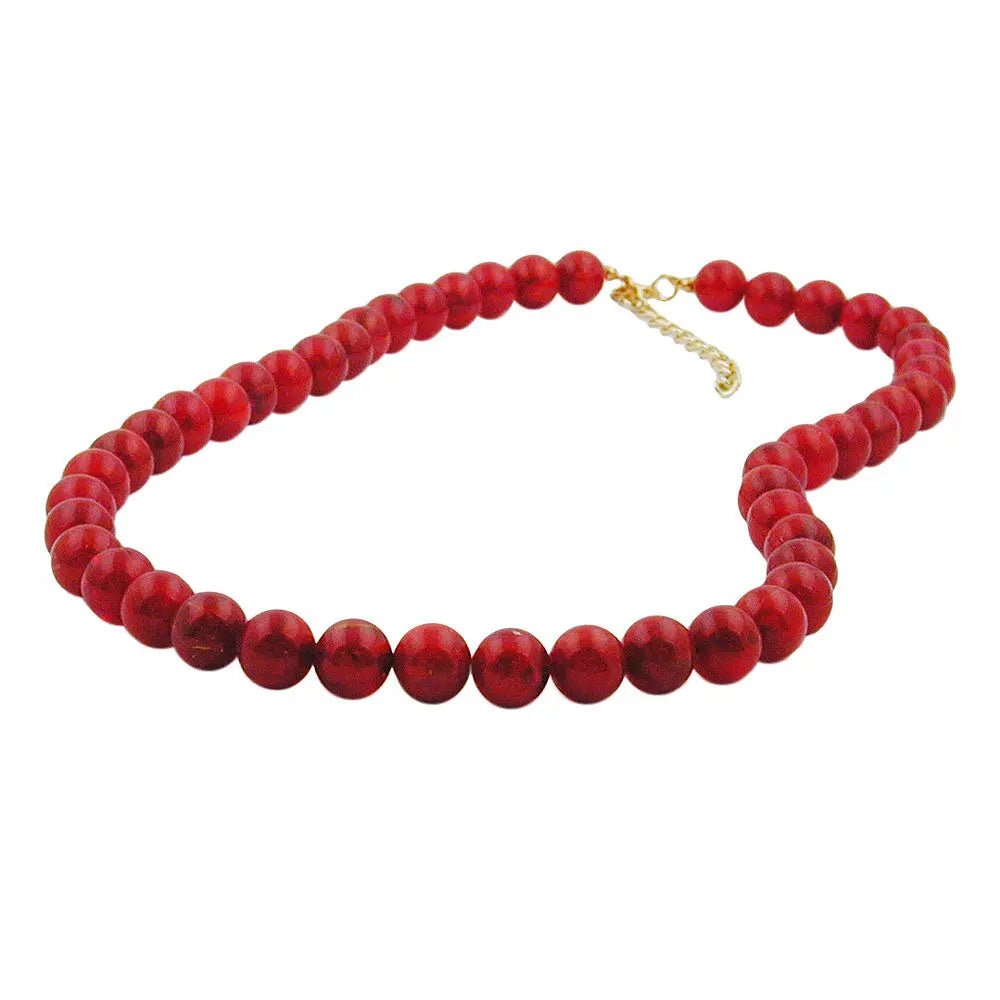 Kette 10mm Kunststoffperlen johannisbeerrot - marmoriert 55cm