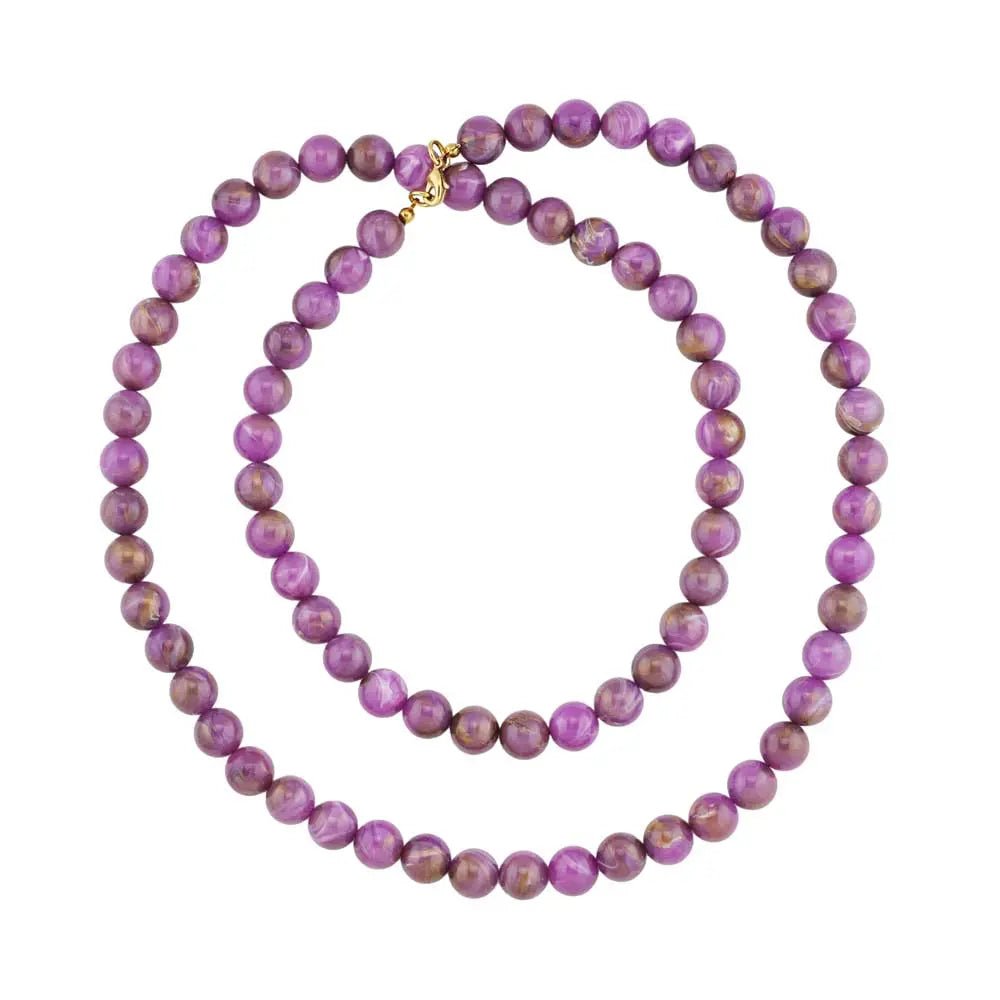 Kette 10mm Rundperle lila - marmoriert Kunststoff