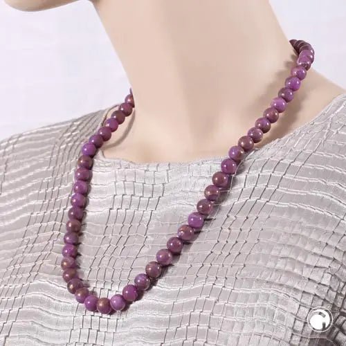 Kette 10mm Rundperle lila - marmoriert Kunststoff