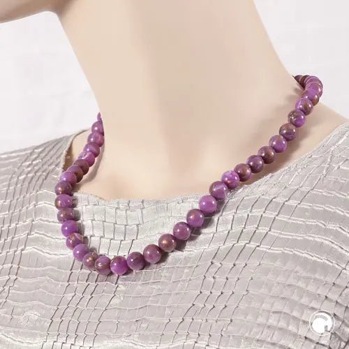 Kette 10mm Rundperle lila - marmoriert Kunststoff