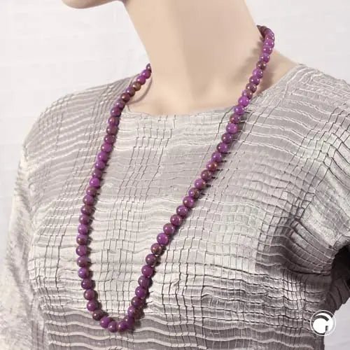 Kette 10mm Rundperle lila - marmoriert Kunststoff