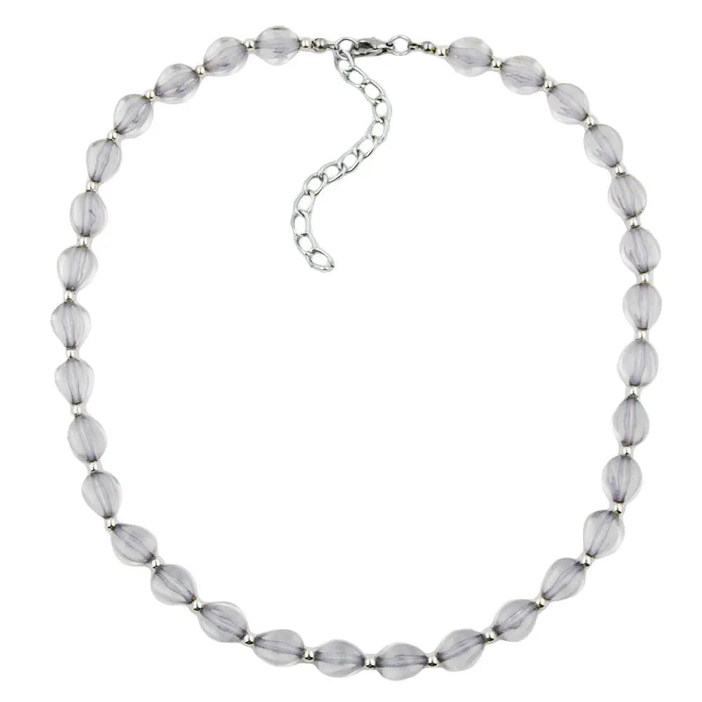 Kette 10mm Vierkantperle grau - transparent Kunststoff 42cm