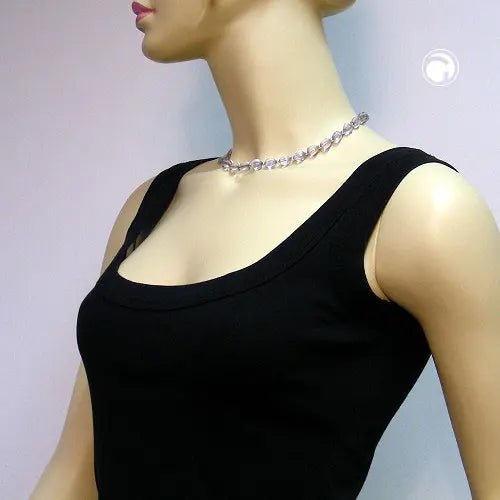 Kette 10mm Vierkantperle grau - transparent Kunststoff 42cm