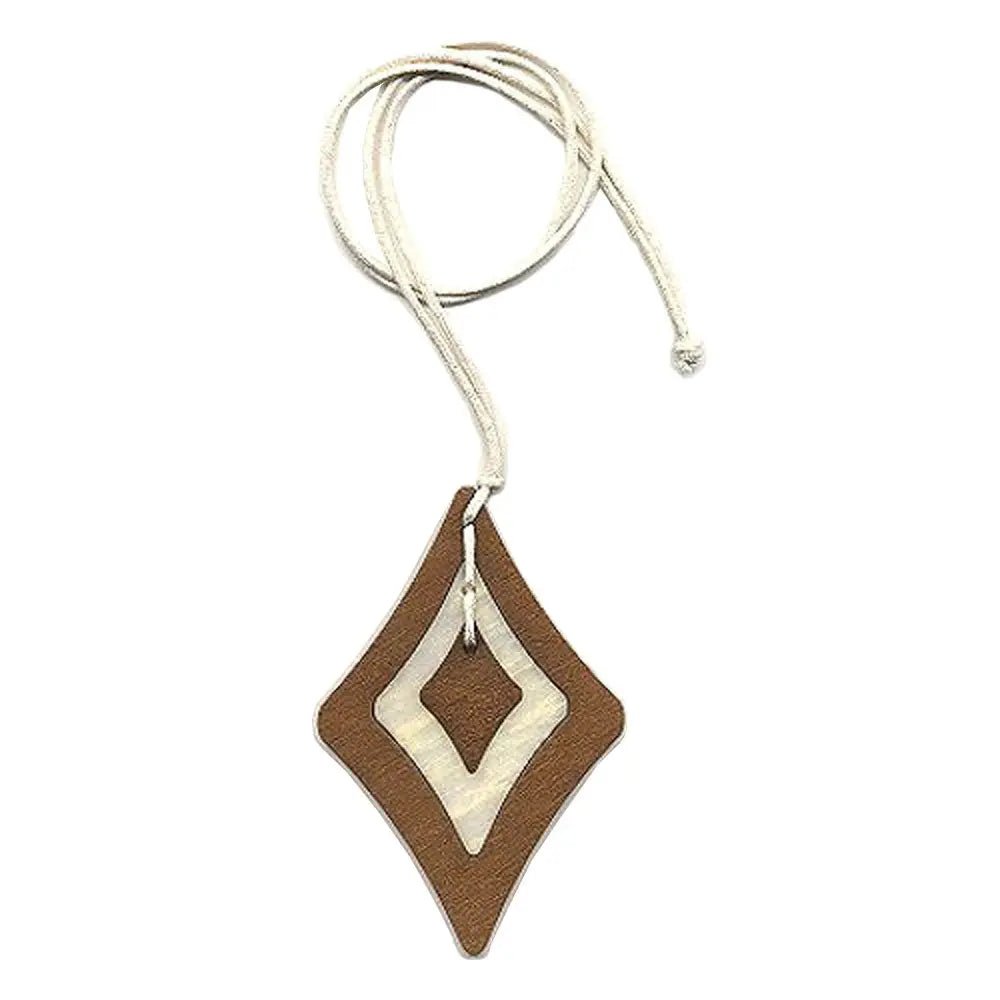 Kette 115x75 Kunststoff Rhombus braun - beige Kordel beige - natur 90cm