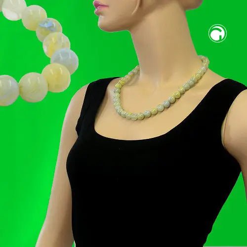 Kette 12mm Kunststoffperlen türkis - grün - weiß - gelb marmoriert 55cm