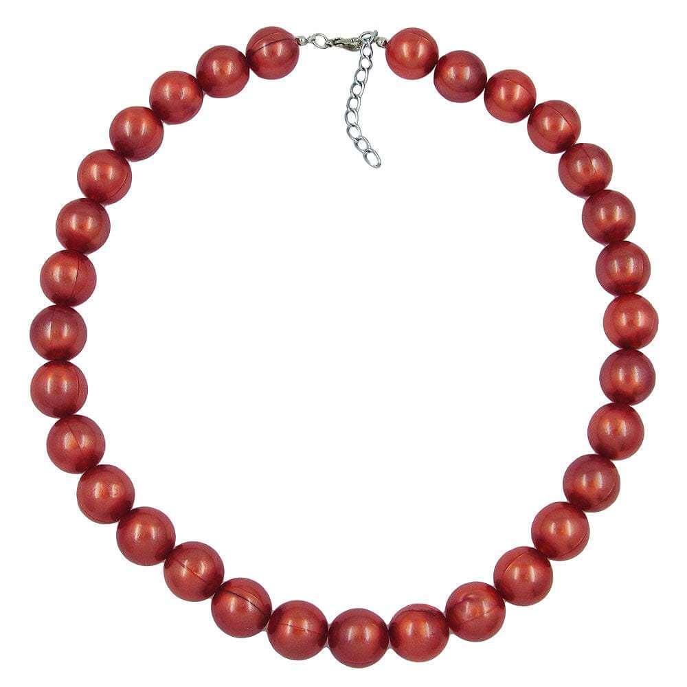 Kette 16mm Kunststoffperlen Rostrot Seidig Glänzend 50 cm