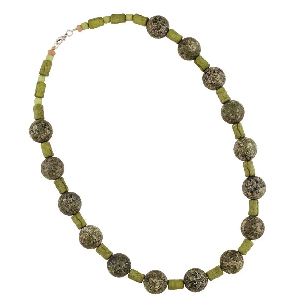 Kette 18mm Perle grün - matt marmoriert Kunststoff 56cm