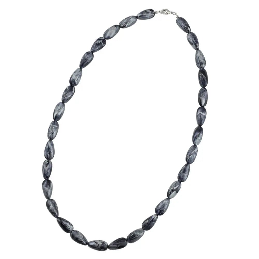 Kette 20x10mm Winkelperle Kunststoff grau - silber - marmoriert glänzend 60cm