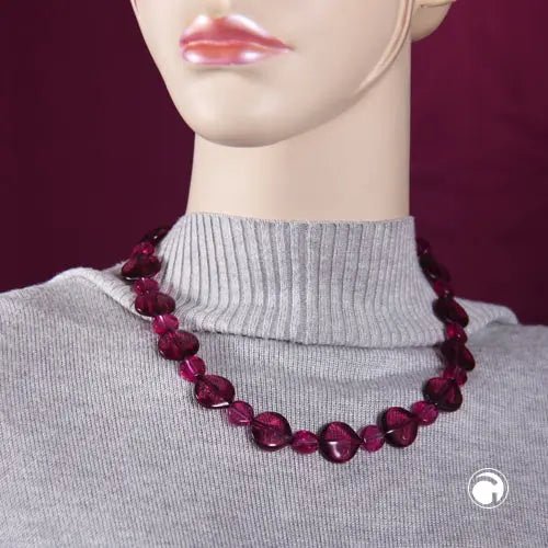 Kette 20x18mm Blattperle Kunststoff beere - weinrot transparent 50cm