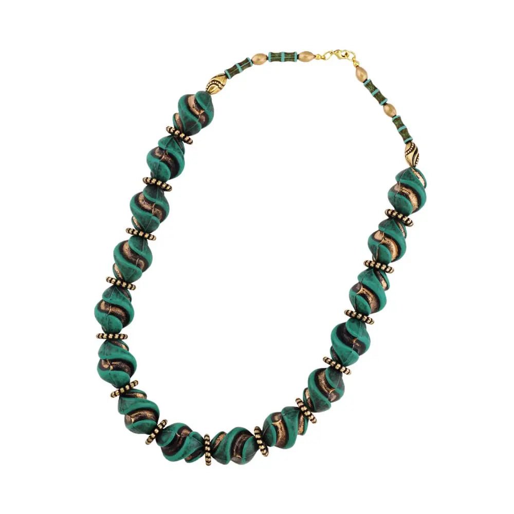 Kette 24x19mm Schraubenperle türkis - altgold Kunststoff 51cm
