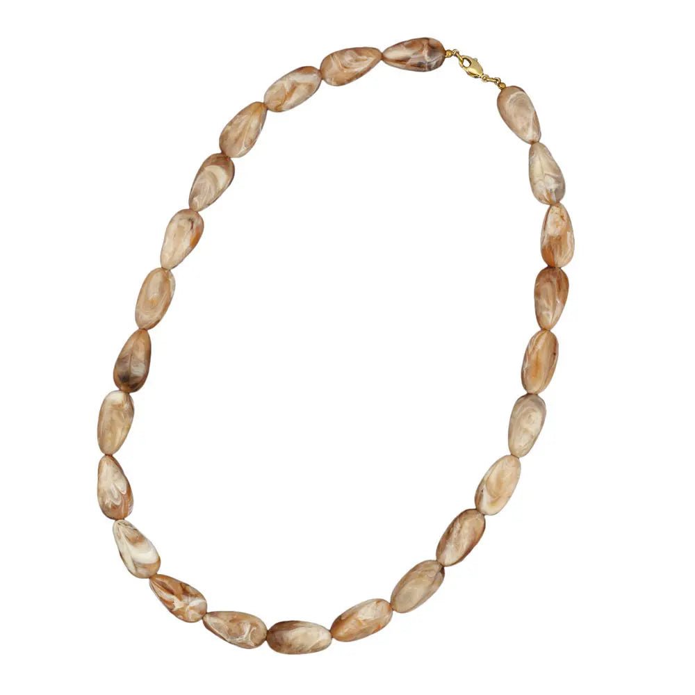 Kette 25x17mm Winkelperle Kunststoff natur - beige - marmoriert glänzend 60cm