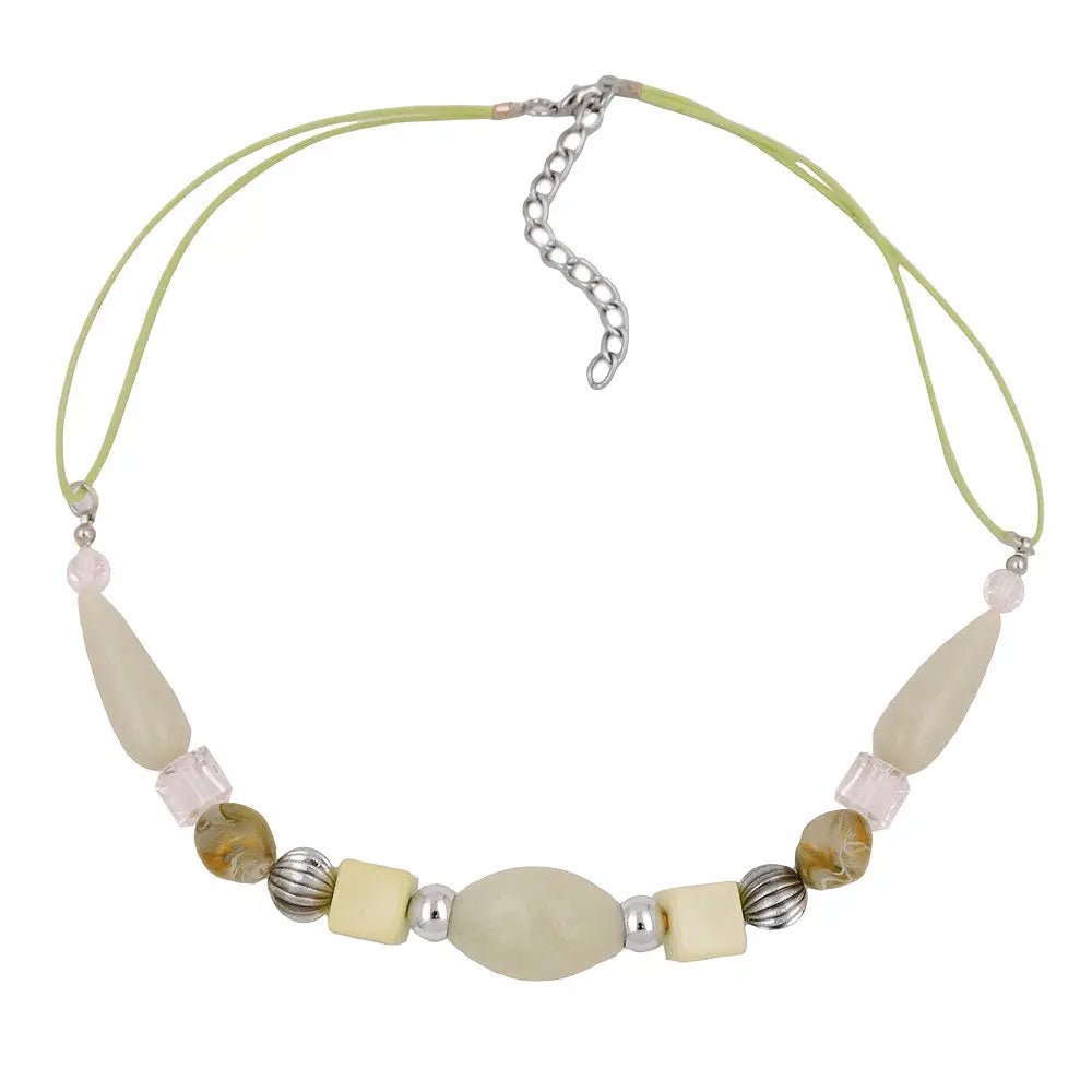 Kette 26x16mm Oliven - Perle Kunststoff mintgrün Kordel lindgrün 45cm
