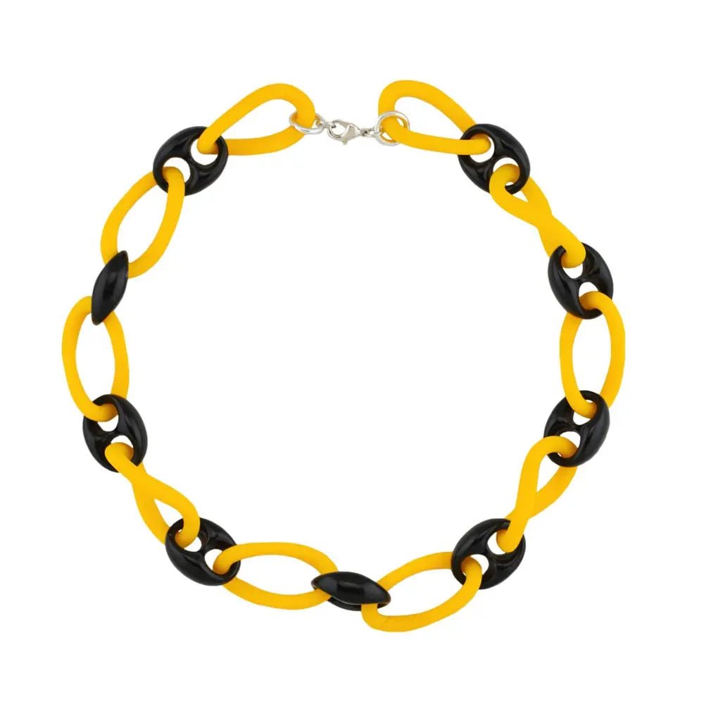 Kette 35x18mm große Glieder gelb - schwarz Kunststoff 45cm