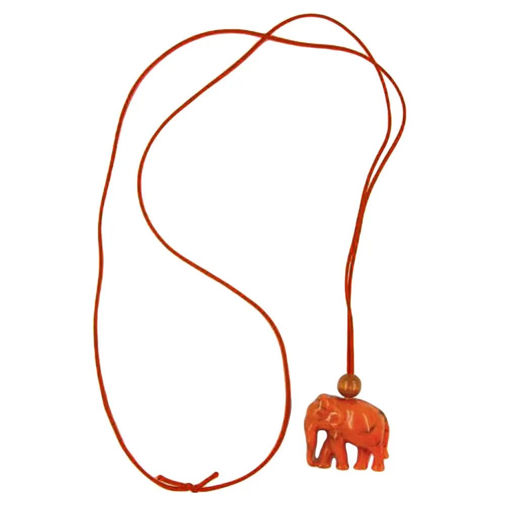 Kette 35x32x18mm Elefant Kunststoff orange - schwarz marmoriert Kordel orange 90cm