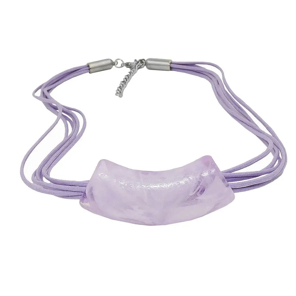 Kette 54x19mm Anhänger Rohr flach gebogen flieder - marmoriert glänzend Kunststoff 45cm