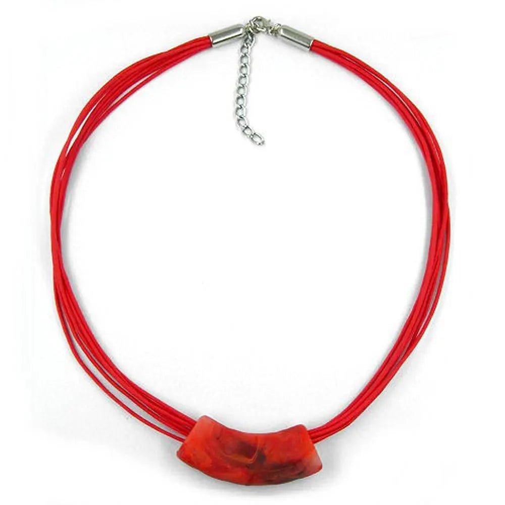 Kette 54x19mm Anhänger Rohr flach gebogen hellrot - marmoriert matt Kunststoff 50cm