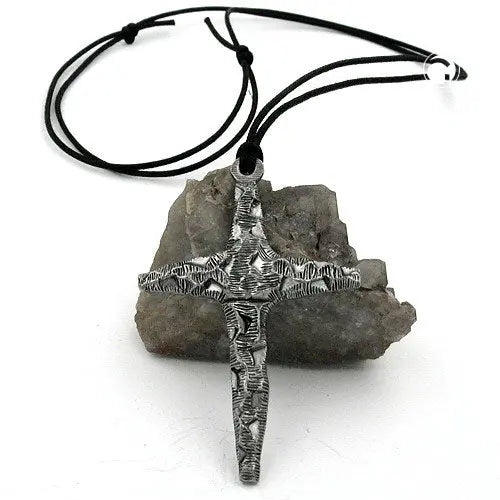 Kette 65x46mm Zinn - Anhänger Dornenkreuz 100cm