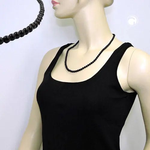 Kette 6mm Perle Kunststoff schwarz - glänzend
