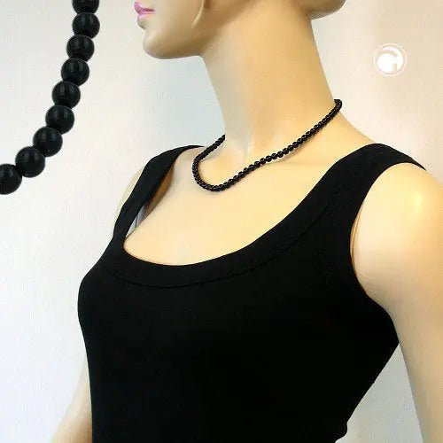 Kette 6mm Perle Kunststoff schwarz - glänzend