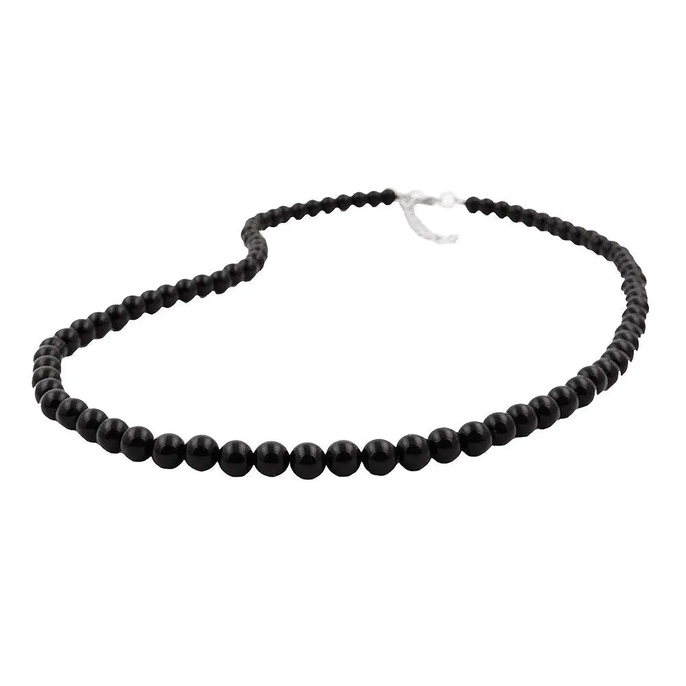 Kette 6mm Perle Kunststoff schwarz - glänzend