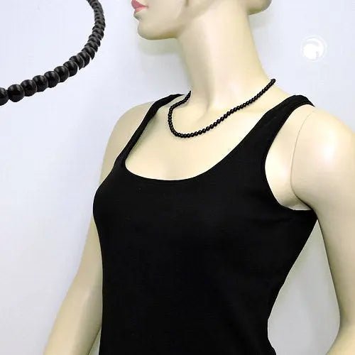 Kette 6mm Perle Kunststoff schwarz - glänzend
