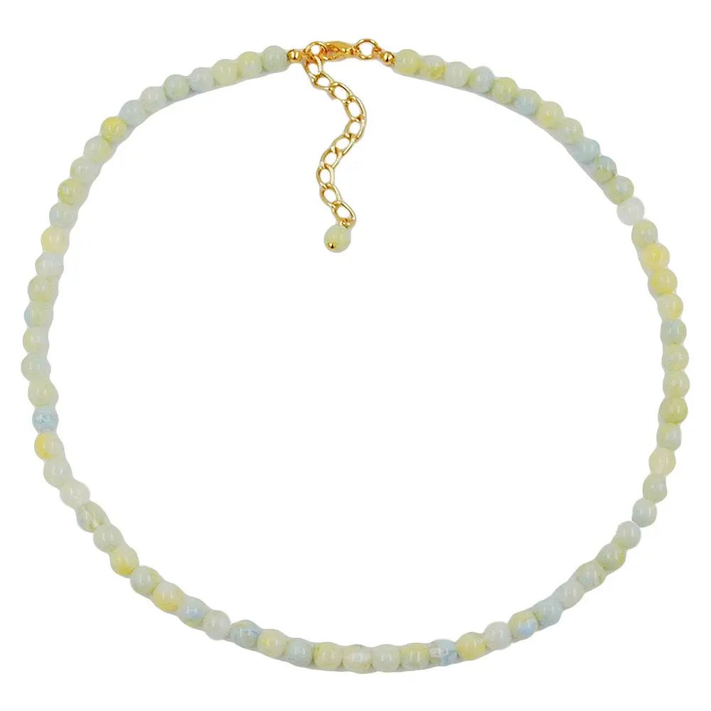 Kette, 6mm Perlen türkis - grün - weiß, 42cm