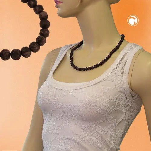 Kette 8mm Kunststoffperlen Barockperlen braun - schwarz - marmoriert 55cm