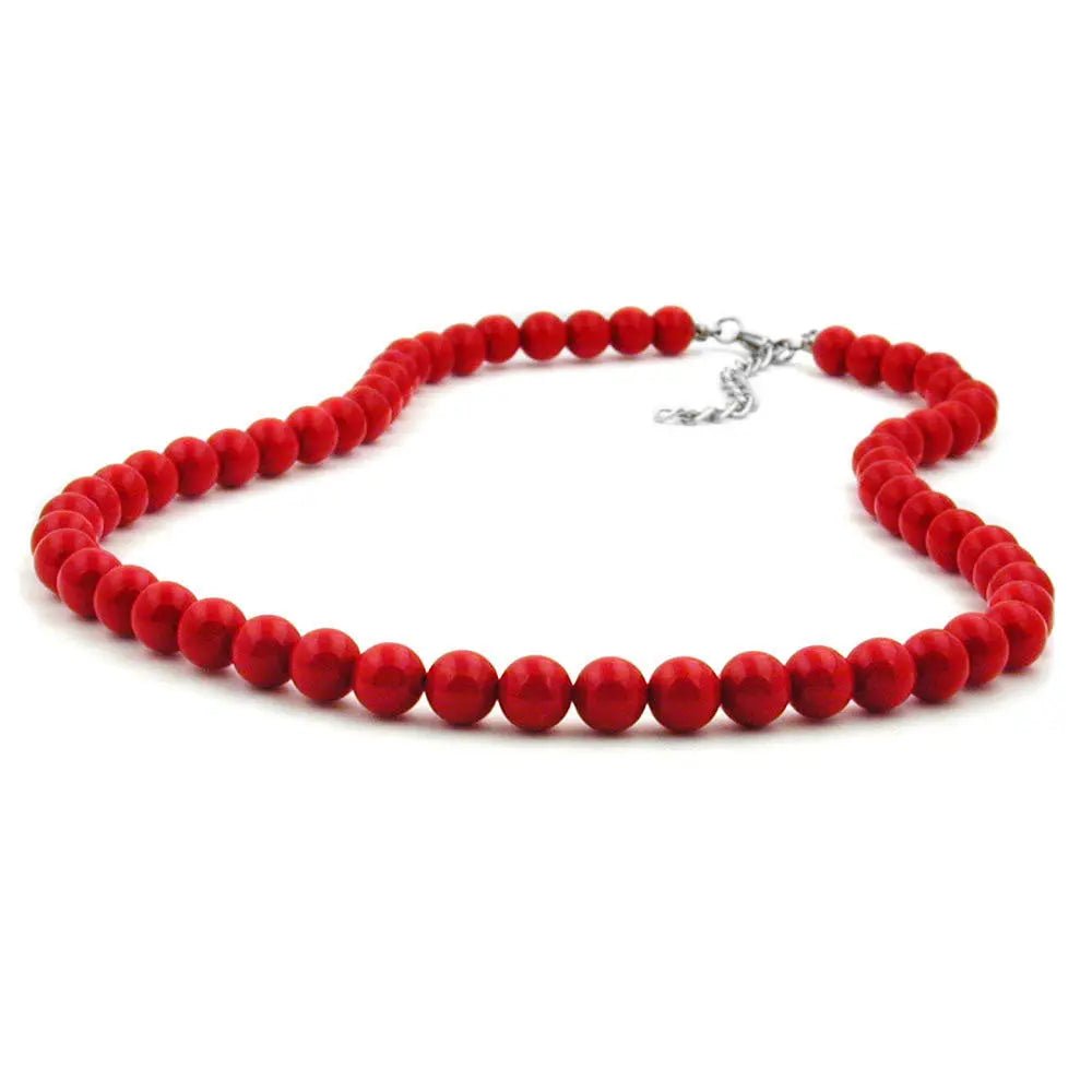 Kette 8mm Kunststoffperlen rot - glänzend