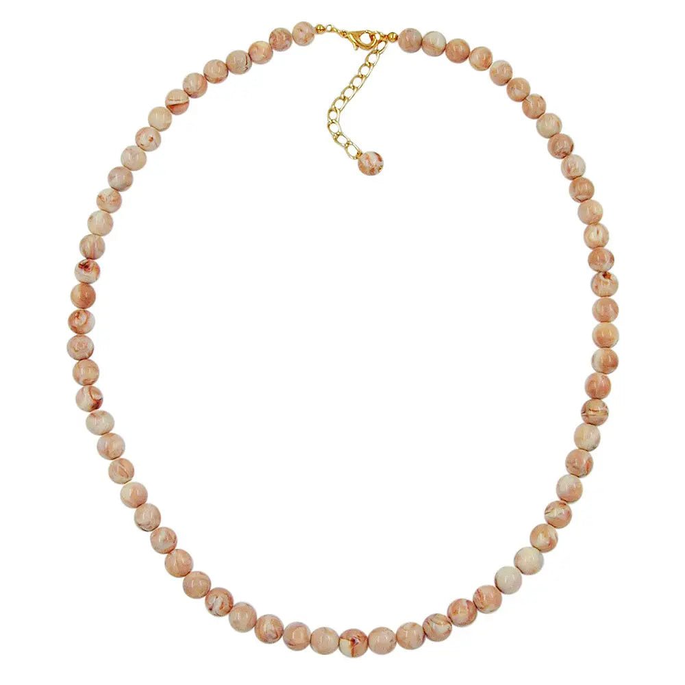 Kette 8mm Perle beige - marmoriert Kunststoff 55cm