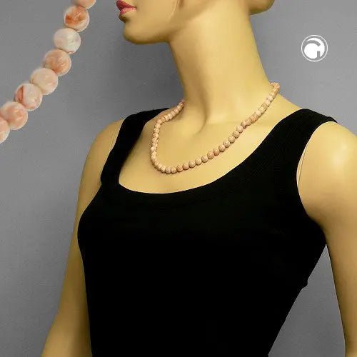Kette 8mm Perle beige - marmoriert Kunststoff 55cm