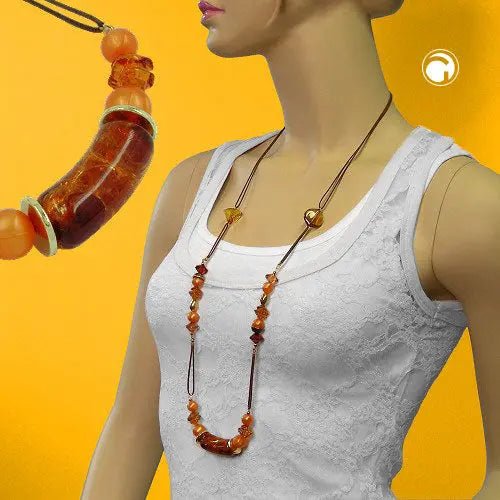Kette, braun - crash, orange - braun - gold