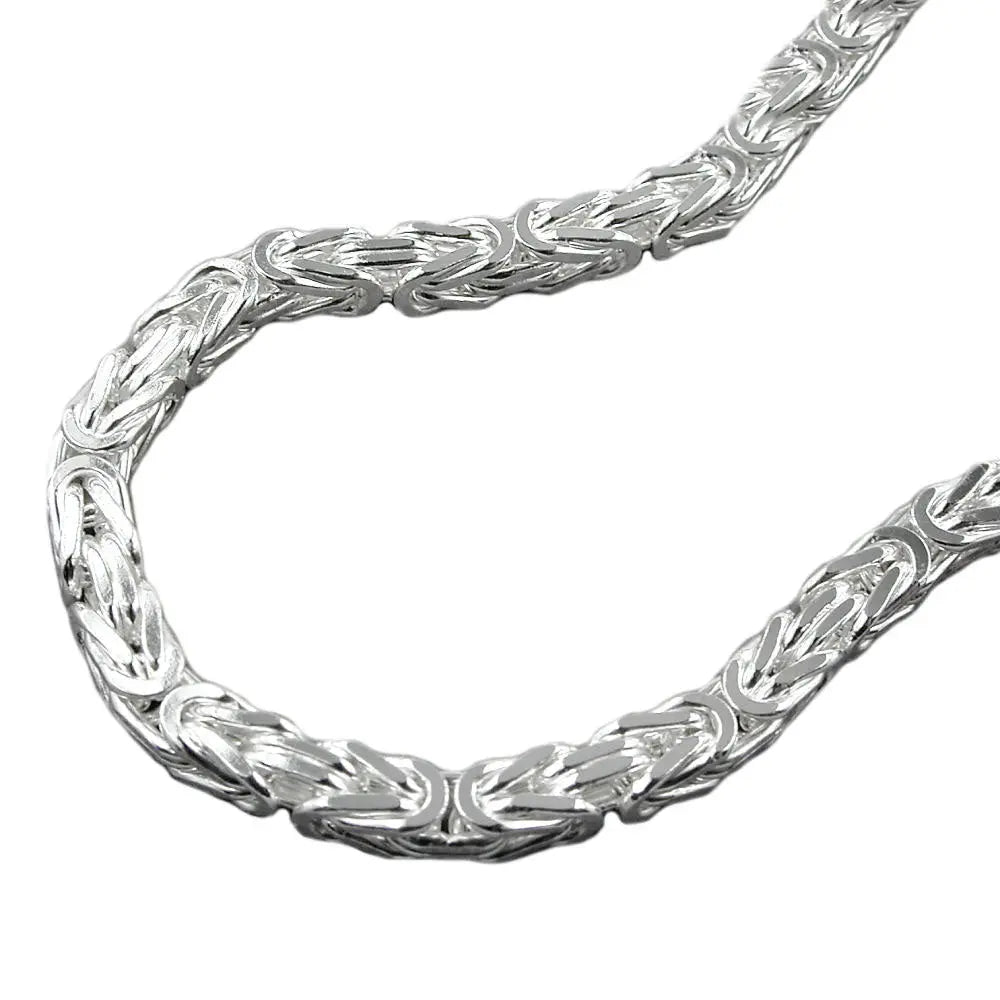 Kette ca.4mm Königskette vierkant glänzend Silber 925