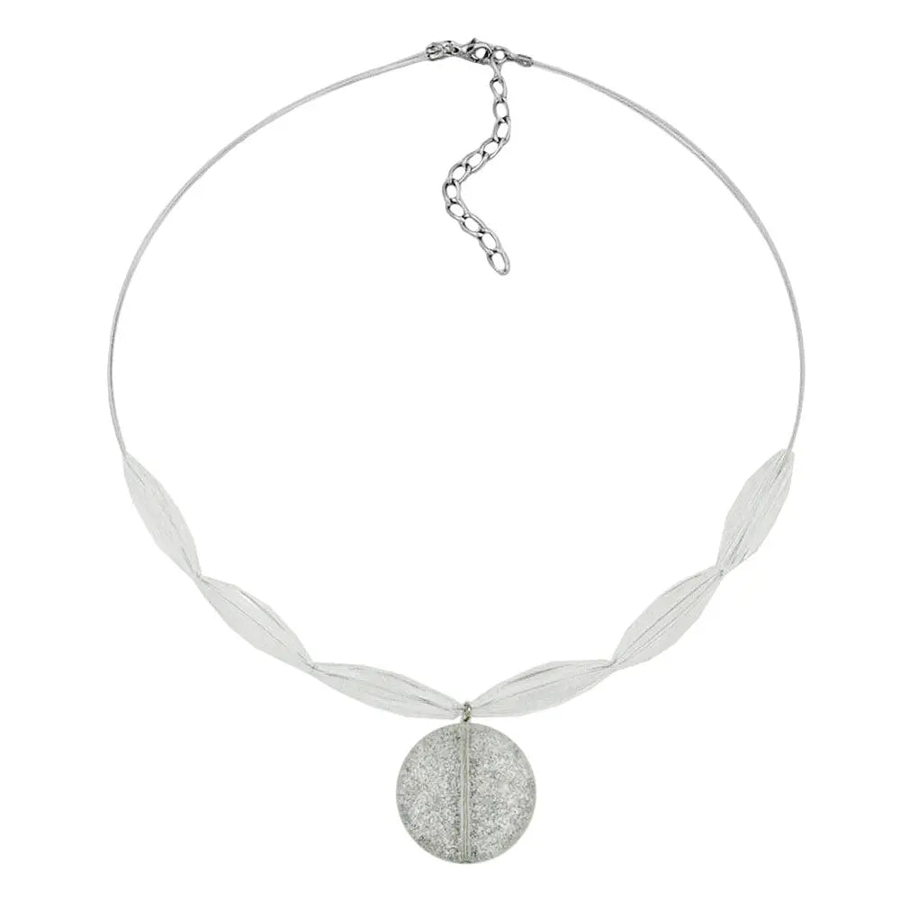 Kette Drahtkette Scheibe kristall - weiß - flitter Kunststoffperlen 45cm