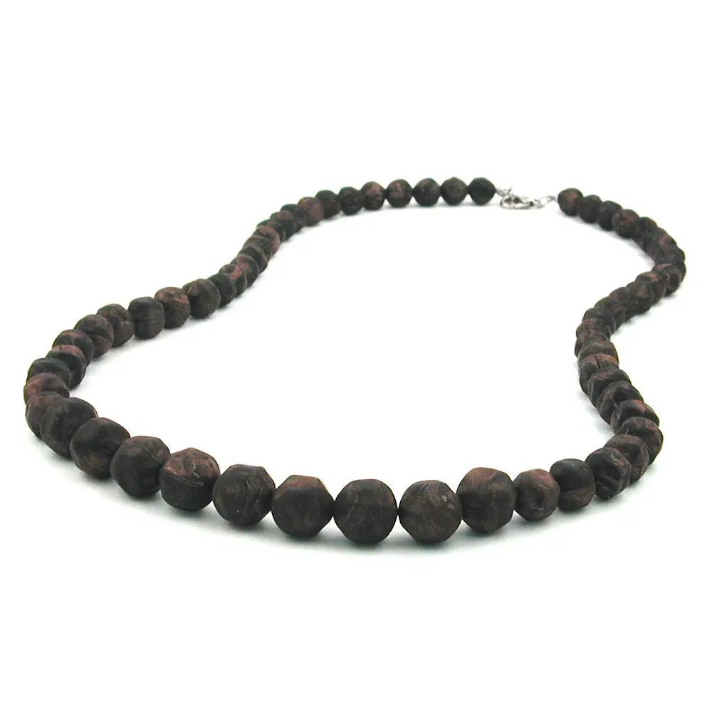 Kette Kunststoffperlen Barockperlen braun - schwarz - marmoriert verlaufend 60cm