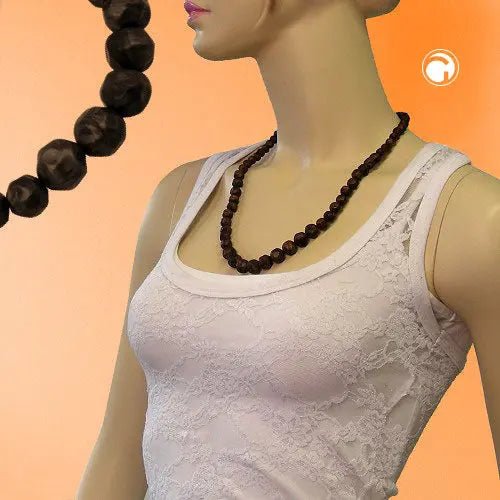 Kette Kunststoffperlen Barockperlen braun - schwarz - marmoriert verlaufend 60cm